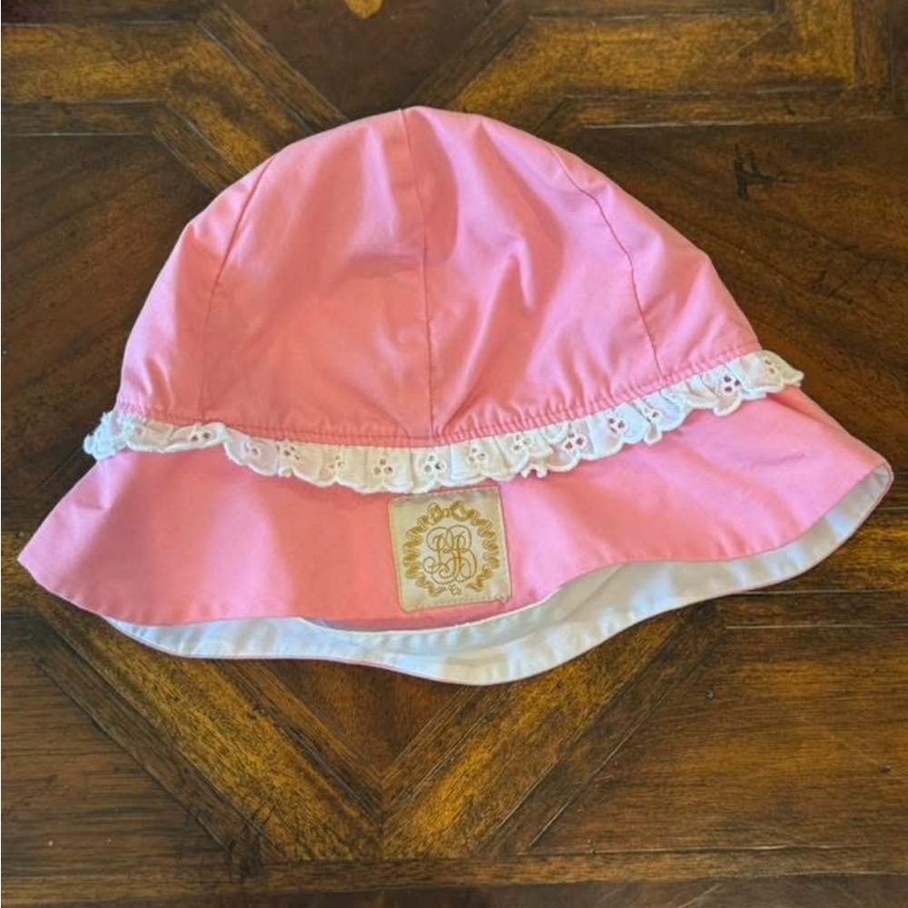 Pink Kids Sun Hat with Edisto Lace Trim